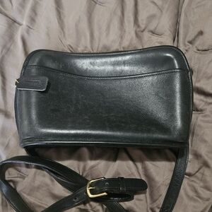 Coach Black Leather Bag with Gold Accents